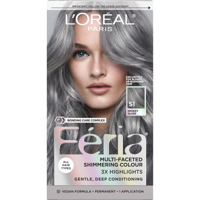 Lã¢ÂOrã£Â©Al Paris Feria Multi-Faceted Shimmering Permanent Hair Color Hair Dye, S1 Smokey Silversmokey Silver1 Count (Pack Of 1)