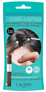 L'Action Paris Long-Lasting Semi Permanent Touch Up For Hair, Covers Grey Hair And Discoloured Roots, Water Resistant Formula Lasts Several Days, Natural Finish, Dark Brown 9Mldark Brown