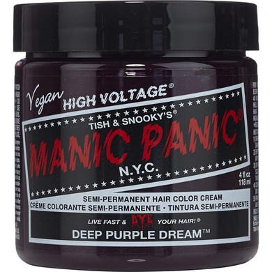 Manic Panic Deep Purple Dream Hair Dye  Classic High Voltage - Semi Permanent Dark Blackberry Purple Hair Color With Warm Undertones - Vegan, Ppd & Ammonia Free (4Oz)Deep Purple Dream