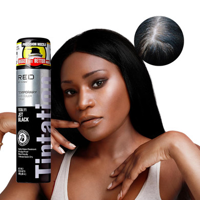Kiss Root Cover Up Gray Concealer Spray Tintation Temporary Hair Color Spray Root Touch Up Spray Hair Dye 2.82 Oz. (Jet Black)Tcs11 - Jet Black