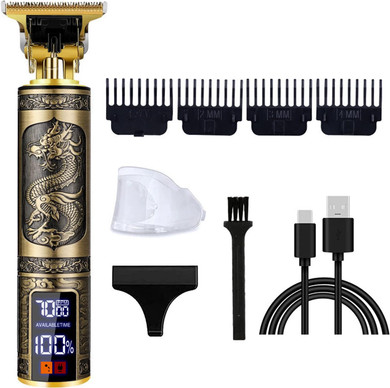 Javenyiman Professional Hair Trimmer For Men,T-Blade Zero Gapped Cordless Hair Trimmer Edger Clipper For Hair Cutting Rechargeable Hair Liners Electric Beard Trimmer Shaver With Led Display