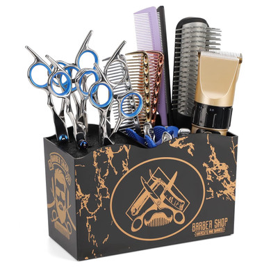 Segbeauty Salon Shear Holder, Hair Cutting Scissors Barber Supplies Storage Rack, Professional Hair Brush Holder Clipper Combs Clips Barber Accessories Tool Neat Work Station Organizer Black