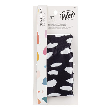 Wet Brush Head Scarf - Black & White - Headwrap With Intellifabric Is Gentle On The Hair While Staying In Place, Large Size Allows For Versatile Styling - Lightweight Head Covering For Womenhead Scarf Black & White