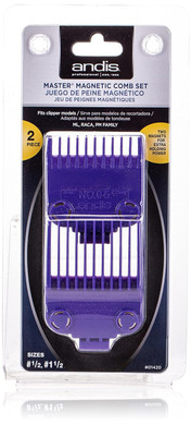 Andis 01420 Master Clipper Magnetic Comb Set - Crafted For Long-Lasting Performance - Dual Pack Sizes 0.5 & 1.5 And Fit With Ml Models  Purple