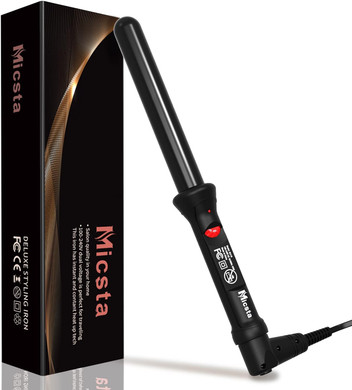 Curling Wand Long Barrel 1 Inch For Short & Long Hair, Micsta Curling Iron Hot Styling Tools Ceramic Coated For Beach Waves,Negative Ions Thick Black Hair Wand Curler, Temp Adjustable & Dual Voltage