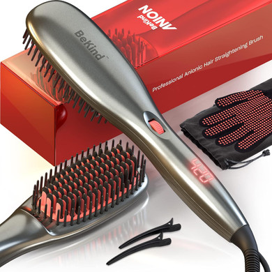 Bekind Anion 30-In-1 Hair Straightener Brush, Built In Upgraded Anion Feature, 15S Fast Heat-Up, Multiple Temperature Settings (From 265 To 450) With Anti-Scald Design, Gifts For Girls Women