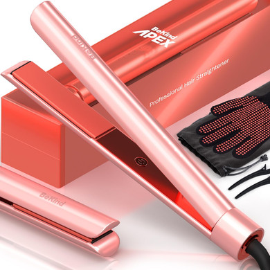 Bekind Apex 2-In-1 Hair Straightener Flat Iron | 1 450°F And Curler For All Hairstyles Ultrasmooth Tech 15S Fast Heating & Temp Memory 30-In-1 Gift Set Girls Women (Apex Peach)Apex Peach