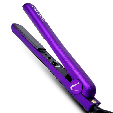 Ikonic Hair Straightener Ceramic Flat Iron Professional No Damage Hair Straightener Infrared Hair Flat Iron, Temperature Control, Hair Straightener & Curler 2 In 1, Swivel Cord, Dual-Voltage (Purple)Purple (Soft Touch)