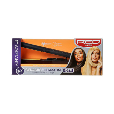 Kiss Products Red Ceramic Tourmaline Professinal Flat Iron, 0.75 Inch, 1 Poundceramic