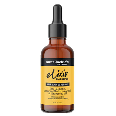 Aunt Jackie'S Elixir Essentials Hair & Scalp Oil, Saw Palmetto, Jamaican Black Castor Oil & Grapeseed Oil, Nourishes, Thickens & Supports Hair Growth, 2 Oz
