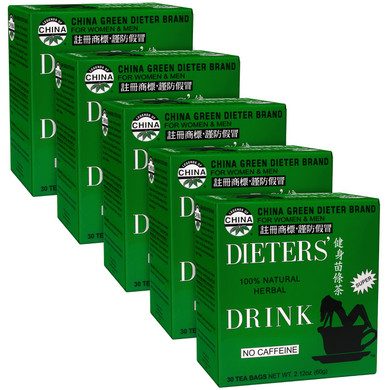 China Green Dieters Tea By Uncle Lee - Detox Tea With Senna Laxative, Constipation Relief For Adults, Supports A Healthy Weight, Caffeine-Free Herbal Tea Bags, 30 Count (Pack Of 5)