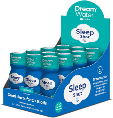 Dream Water Beauty Sleep Aid Drink Supplement; Melatonin 5Mg, Gaba, 5-Htp, Plus Biotin For Healthy Skin, Hair And Nails; 2.5 Oz Liquid Sleep Shots, Zen Tonic 24-Count