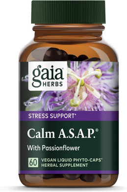 Gaia Herbs Calm A.S.A.P. Stress Support Supplement - With Skullcap, Passionflower, Chamomile, Vervain, Holy Basil & More To Support A Natural Calm - 60 Vegan Liquid Phyto-Capsules (20-Day Supply)