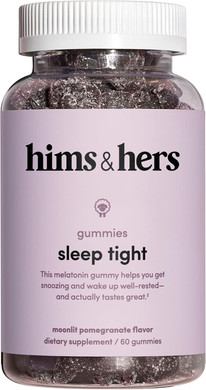 Hims & Hers Sleep Tight Melatonin Gummy Vitamins With Chamomile And L-Theanine, Gluten Free, Moonlit Pomegranate Berry Flavor, 60 Count
