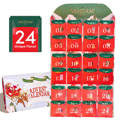 VAHDAM, Advent Calendar Tea Bags 2023 Limited Edition Folding Gift Set | 24 Unique Tea Bags - Holiday Gift Pack | Christmas Advent Calendar 2023 Adult Women & Men | Advent Tea