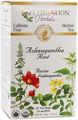Celebration Herbals Ashwagandha Root Organic 24 Bag, 0.02 Pound