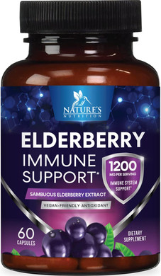 10:1 Elderberry Extract Capsules - Highly Concentrated Sambucus Black Elderberry, Immune Support Vitamin Dietary Supplement, Nature's Elder Berry Vitamins, Gluten Free, Non-GMO - 60 Capsules