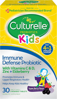 Culturelle Immune Defense Probiotic With Vitamin C, Vitamin D And Zinc + Elderberry, Non-Gmo, 4-In-1 Immune Support For Kids Ages 3+*, Mixed Berry Chewables, 30 Count