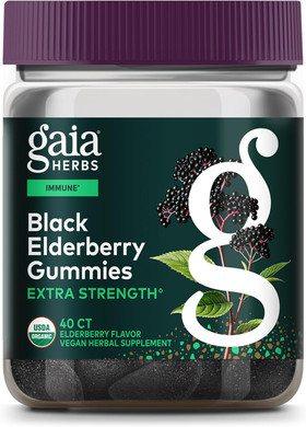 Gaia Herbs Black Elderberry (Sambucus Nigra) Extra Strength Gummies - Delicious Immune Support Supplement - Made With Certified Organic Black Elderberries For Immune System Support - 80 Gummies