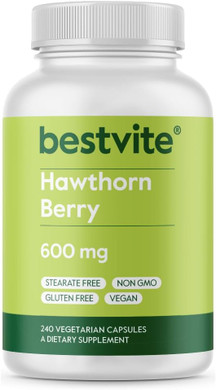 Bestvite Hawthorn Berry 600Mg Per Capsule (240 Vegetarian Capsules) - No Stearates - No Fillers - Vegan - Non Gmo - Gluten Free