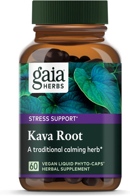Gaia Herbs Kava Root - Helps Sustain A Sense Of Natural Calm And Relaxation* During Times Of Stress - Made With Noble Kava Cultivars - 60 Vegan Liquid Phyto-Capsules (20-Day Supply)