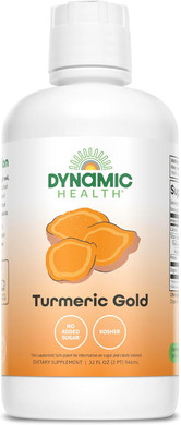 Dynamic Health Turmeric Gold, 100% Juice, Turmeric Supplement, No Additives, Joint Support, Antioxidant, Inflammation, Vegan, Gluten Free, Non-Gmo, 32 Fl Oz