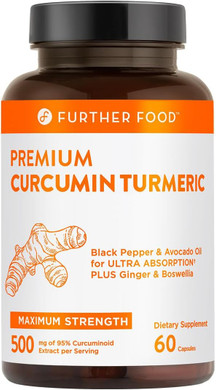 Further Food Premium Curcumin Turmeric, Maximum Strength, 500 Mg, 60 Capsules