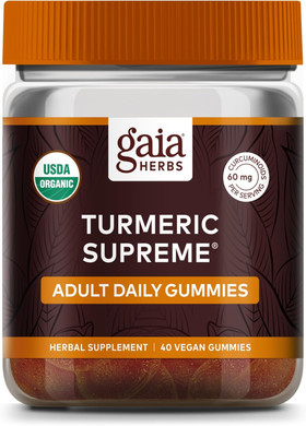 Gaia Herbs Turmeric Supreme Adult Daily Gummies-Daily Swelling Support For Healthy, Active Life-Usda Certified Organic Blend Of Turmeric And Supportive Herbs-40 Gummies(20-Day Supply)