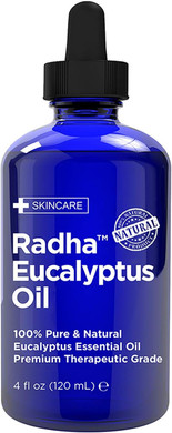Radha Beauty Eucalyptus Essential Oil 4 Oz - 100% Pure & Therapeutic Grade, Steam Distilled For Aromatherapy, Relaxation, Shower, Sauna, Bath, Steam Room And Other Diy Projects