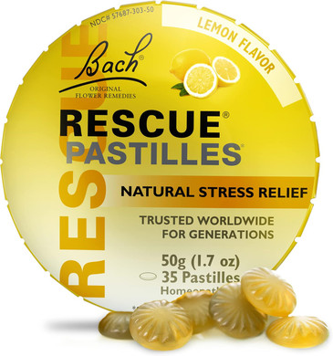 Bach Rescue Pastilles, Orange And Elderflower Flavor, Natural Stress Relief Lozenges, Homeopathic Flower Essence, Vegetarian, Gluten & Sugar-Free, Holiday Stocking Stuffer, 35 Count