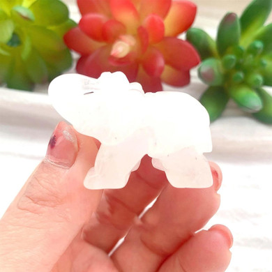 Atkits 1Pc Natural Clear Quartz Elephant Carving Ornament Crystal Animal Healthy Children Gift Family Decoration (Color : Clear Quartz)Clear Quartz