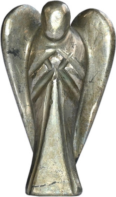 Gagzi Hand Curved Natural Beautiful Pyrite Angel Gemstone Angel Pocket Guardian Angel Reiki Healing Stone Statue Positive Energy 2 Inchpyrite