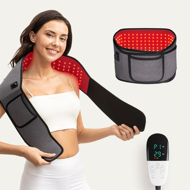 Headot Red Light Therapy Belt For Body, Men And Women Gift,100 Leds,5Gears 9Timers Remote Control, 660Nm&850Nm Infrared Light Therapy For Back, Waist, Muscle Pain Relieflight Grey