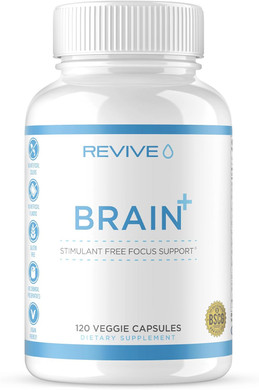 Revive MD Brain Supplements for Memory and Focus, Brain Plus, 150 Capsules - Stimulant Free Natural Supplement with No Fillers Supports Cognitive Function, Memory & Focus - Vegan, Gluten & Soy Free