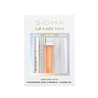 Sigma Beauty Lip Care Trio - Conditioning Lip Mask, Hydrating Lip Gloss, Moisturizing Lip Balm, Hyaluronic Acid, Vitamin E, Jojoba Oil