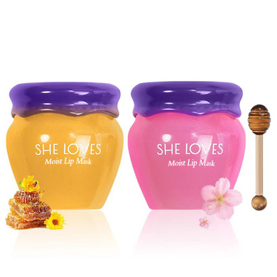 2Pcs Lip Mask Overnight, Honey&Sakura Day And Night Repair Sleeping Lip Balm, Fade Lip Lines Bee Balm, Hydrating &Prevention Dry And Crack Lip Scrubs Exfoliatorhoney + Sakura