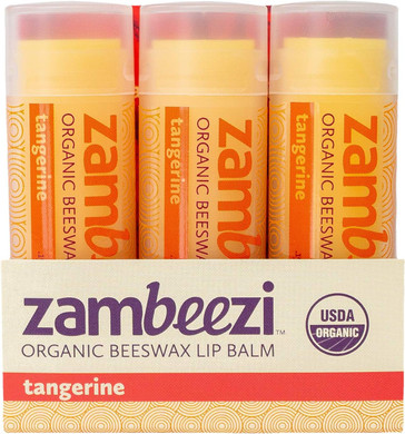 Zambeezi Organic, Fair Trade Beeswax Lip Balm - Tangerine 3 Pack - Ethically Sourced