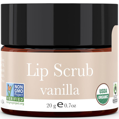Organic Lip Scrub Vanilla - Usa Made Exfoliating Lip Scrub With 100% Natural & Organic Ingredients, Moisturizing Lip Exfoliator Scrub For Dry Lips, Lip Scrubber Exfoliator, Stocking Stuffers Gifts0.7 Ounce (Pack Of 1)