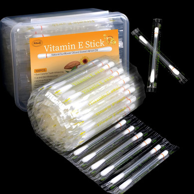 100Pcs Vitamin E Stick Swab, Kugge Disposable Ve Lip Oil Q-Tip With Free Storage Case, For Teeth Whitening, Lip Moisturizing And Anti-Allergy For Gum
