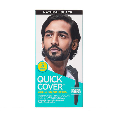 Kiss Quick Cover For Men Permanent Hair Color Mustache Beard Qmc (Natural Black)Natural Black