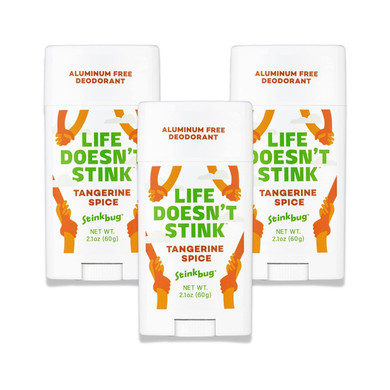 Natural Deodorant By Stinkbug, All Natural Deodorant With Coconut Oil And Natural Scents, Tangerine 3 Pack