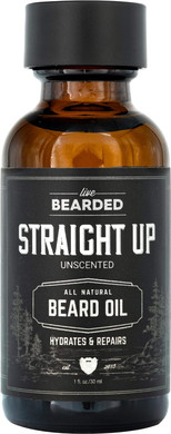 Live Bearded: Beard Oil - Straight Up - Premium Beard And Skin Care With Jojoba Oil - 1 Fl. Oz. - Beard Itch And Dry Skin Relief - Handcrafted With All-Natural Ingredients - Made In The Usa