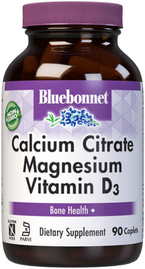 Bluebonnet Nutrition Calcium Citrate Magnesium Plus Vitamin D3 Caplets, Bone Health & Muscle Relaxation, Non Gmo, Gluten, Soy & Milk Free, Kosher, White, 90 Count