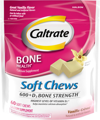 Caltrate Soft Chews 600 Plus D3 Calcium Vitamin D Supplement, Chocolate Truffle - 60 Count(Packaging May Vary)