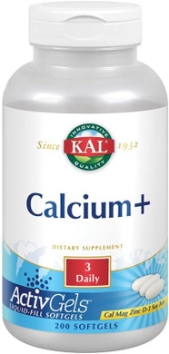 Kal Calcium+ Activgels 1000Mg | Calcium, Magnesium, Zinc And Vitamin D-3 | Formulated To Help Support Healthy Teeth & Bones | Soy Free | 100 Softgels