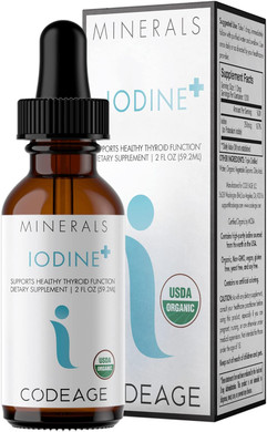 Codeage Usda Organic Iodine Drops  250 Mcg - 1+ Year Supply - Liquid Iodine Supplement  Iodine Drops Solution - Pure, Clear Iodine - Vegan Iodine Liquid Drop - 2 Fl Oz
