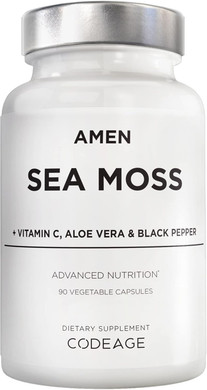 Amen Sea Moss Supplement - 1000Mg Organic Irish Sea Moss, Bladderwrack, Burdock - Vitamin C, Aloe Vera, Black Pepper - Seaweed Superfood, Vitamins, Minerals, And Antioxidants - Non-Gmo - 90 Capsules