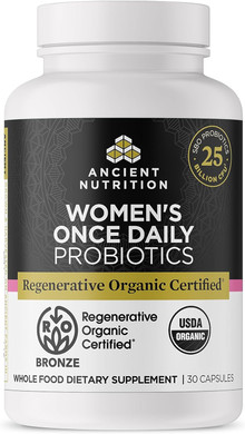 Ancient Nutrition Regenerative Organic Certified Probiotics For Women, Probiotics Womenã¢ÂS Once Daily, For Healthy Digestion And Immune System Function Support, 25 Billion Cfus* Per Serving, 30 Count