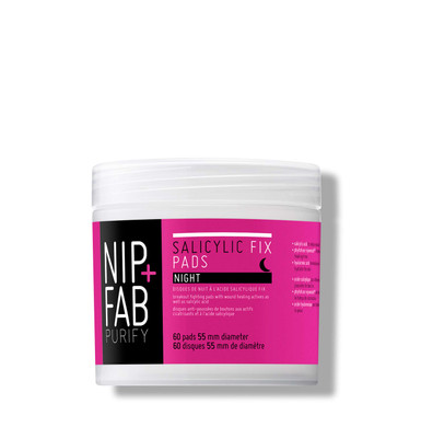 Nip + Fab Salicyclic Fix Night Pads For Face With Hyaluronic Acid, Exfoliating Facial Pad Bha Exfoliant For Skin Hydration Acne Breakouts And Blemishes, 60 Pads, 2.7 Ounce