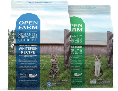 Open Farm Catch-of-The-Season Whitefish and Homestead Turkey & Chicken Dry Cat Food Bundle, 4 lbs